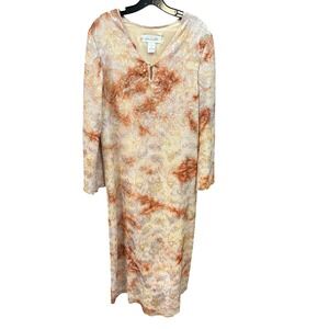 Diamond‎ Tea Midi Gown Dress Floral Burnout Long Sleeve Special Occasion Medium